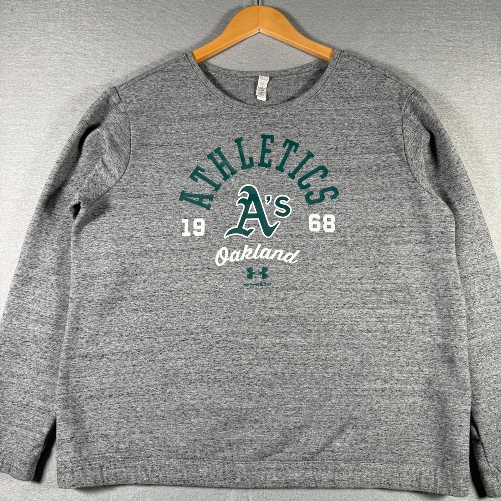 Under Armour Oakland Athletics A's ColdGear Sweatshirt Gray Womens 2XL UW7164